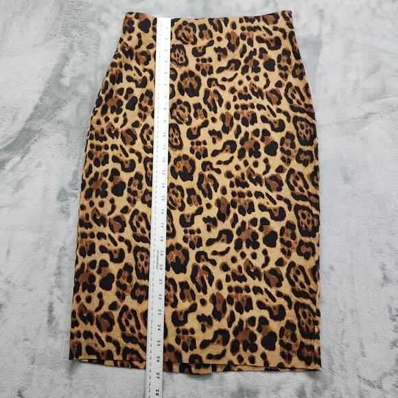 Vintage 90s Newport News Skirt Size 4 Brown Cheetah High Waist Pencil Pinup Vamp - Picture 6 of 7